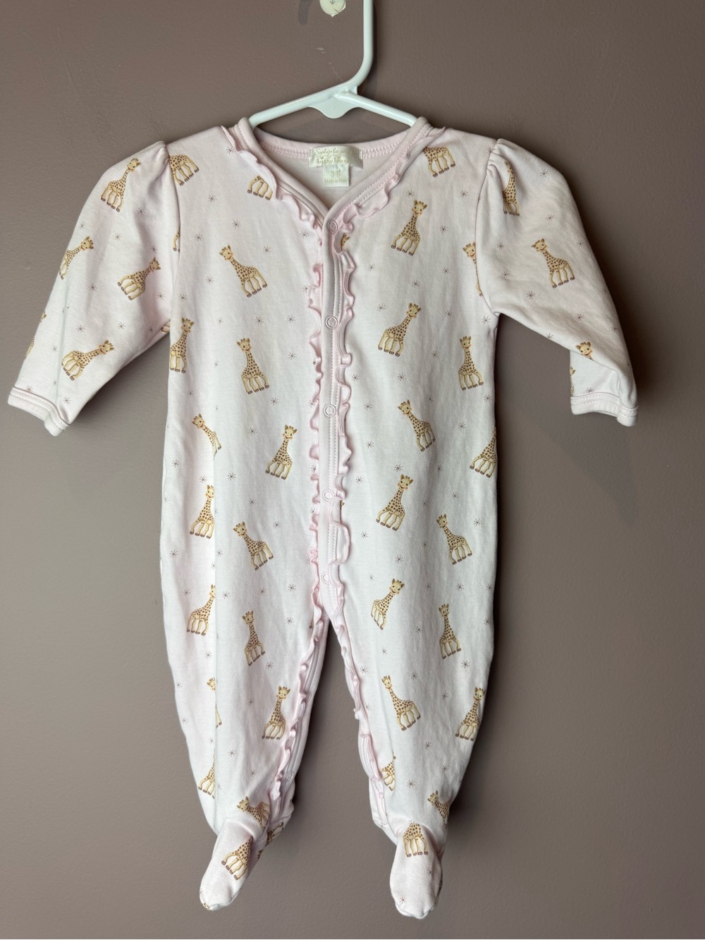Kissy Kissy Sophie La Girafe Giraffe Pink Footie 3-6M